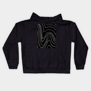 White and Black Minimal Wavy Lines - Abstract Charcoal Drawing Kids Hoodie